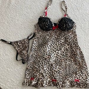 NWT Silky Cheetah Print Lingerie Set